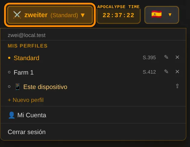 Arriba en cada página, toca tu nombre. Ahí ves todos tus perfiles y cambias con un toque. El punto muestra el perfil activo.