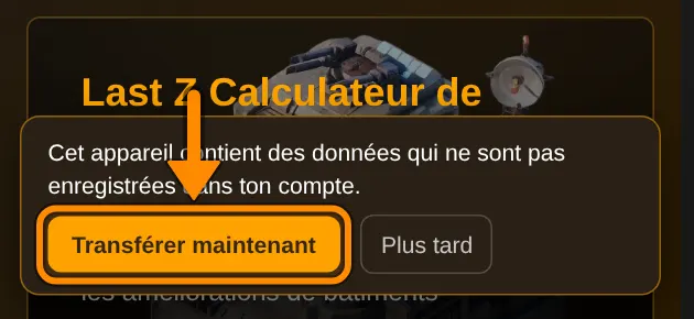 Tant qu’il existe de telles saisies, cet avis apparaît en bas. Transférer maintenant t’amène directement au bon endroit.