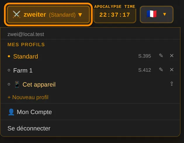 En haut de chaque page, touche ton nom. Tu y vois tous tes profils et tu changes d’un seul geste. Le point indique le profil actif.