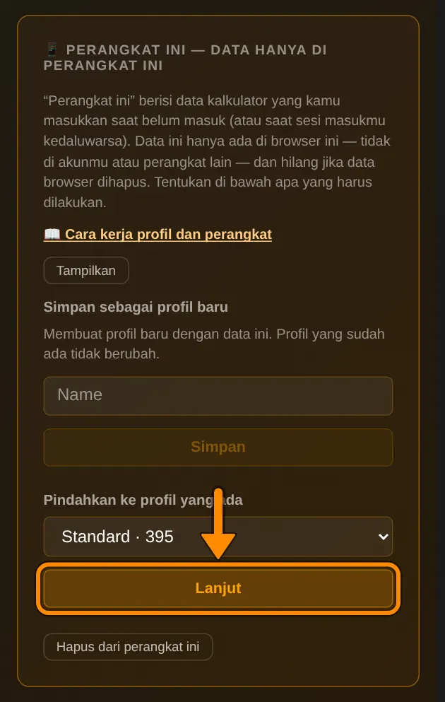 Buka halaman profilmu. Di bagian 📱 Perangkat ini, pada Pindahkan ke profil yang ada, pilih profilmu, misalnya Standard, lalu ketuk Lanjut.