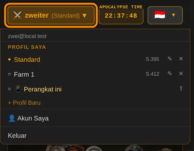 Di bagian atas setiap halaman, ketuk namamu. Di sana kamu melihat semua profil dan berganti dengan satu ketukan. Titik menunjukkan profil aktif.